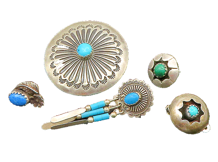 ZUNI NAVAJO 925 Sterling Silver Vintage Multi Stone Lot Single Earrings EG11263