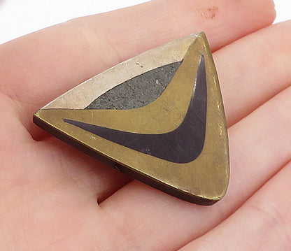 MEXICO 925 Sterling Silver  Vintage Jasper & Black Onyx Brooch Pin  BP1345