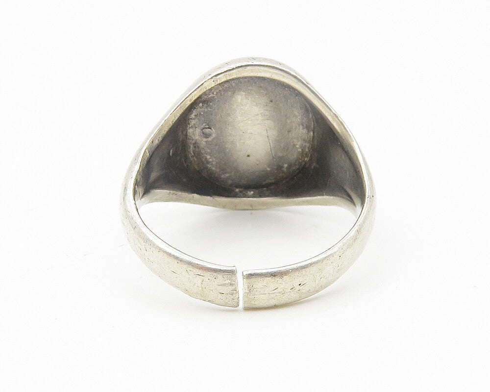 925 Sterling Silver  Vintage Bell Arrow Detail Dome Band Ring Sz 8  RG10796
