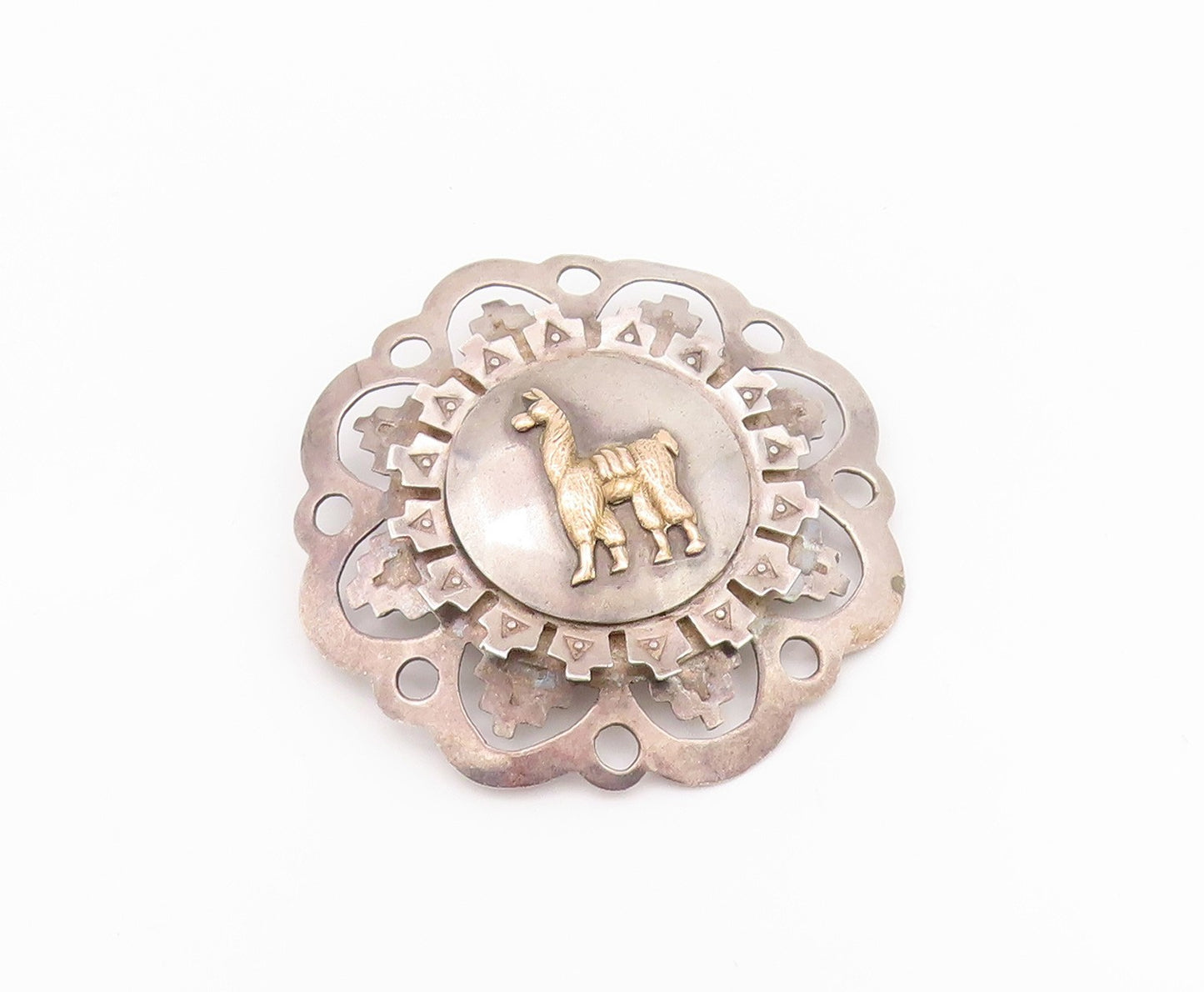 18k Gold 925 Sterling Silver Vintage Brooch Antique Design Camel Cutout  BP11669