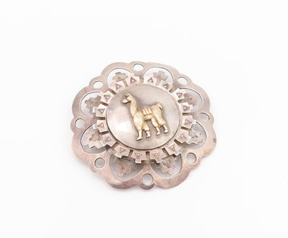 18k Gold 925 Sterling Silver Vintage Brooch Antique Design Camel Cutout  BP11669