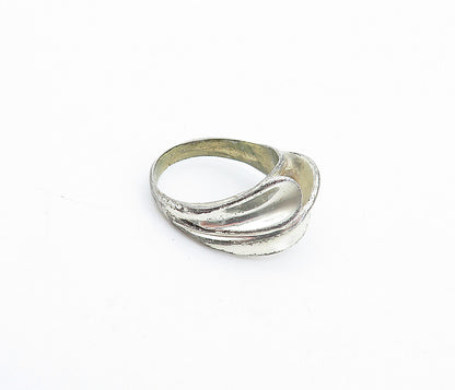 925 Sterling Silver  Vintage Shiny Concave Dome Design Band Ring Sz 5  RG4244