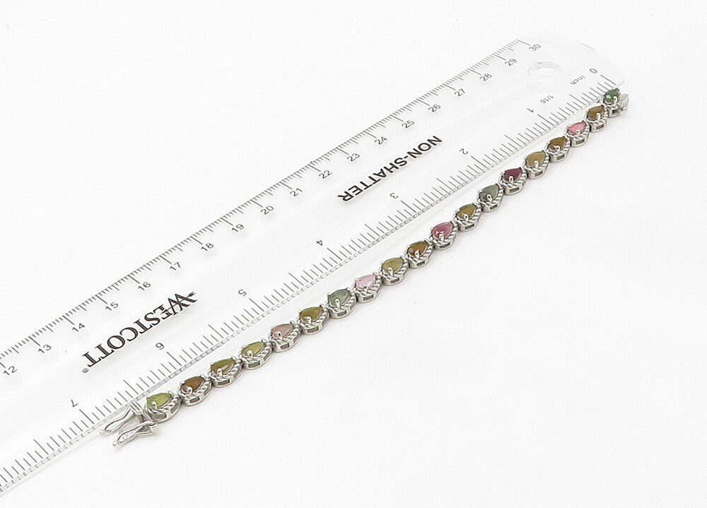 925 Sterling Silver  Vintage Peridot Topaz & Citrine Chain Bracelet  BT8561