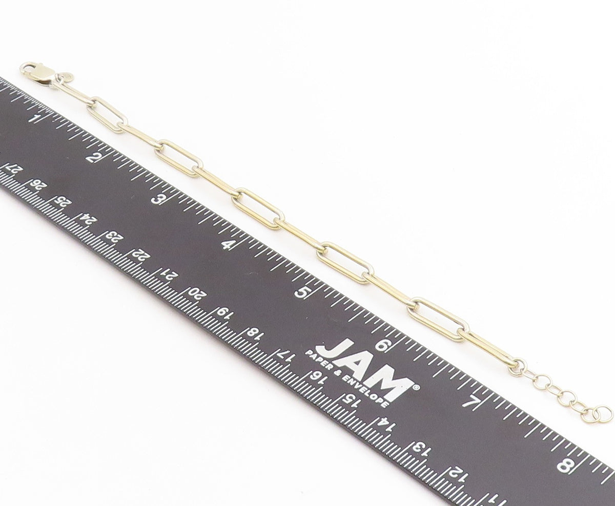 925 Sterling Silver Vintage Bracelet Gold Plated Classic Paperclip Link  BT11827