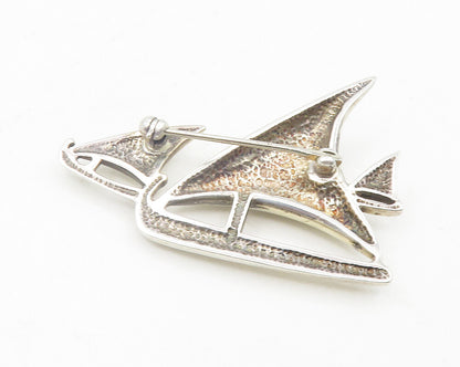 925 Sterling Silver  Vintage Shiny Smooth Sail Boat Motif Brooch Pin  BP4365