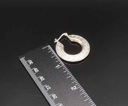 925 Sterling Silver  Vintage Engraved Spiral Maze Hoop Earrings  EG11779