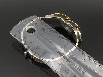 MEXICO 925 Silver  Vintage Two Tone Graduated Half Circle Link Bracelet BT9461
