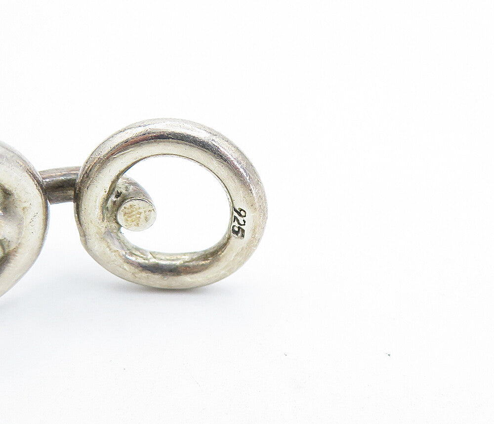 925 Sterling Silver Vintage Shiny Round Macaroni Link Cuff Bracelet BT2060