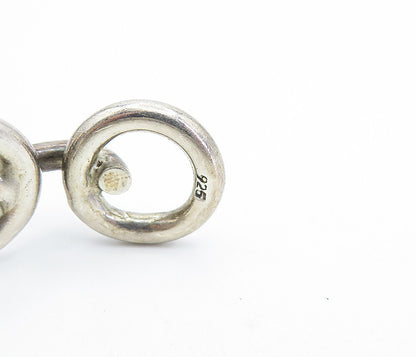 925 Sterling Silver Vintage Shiny Round Macaroni Link Cuff Bracelet BT2060