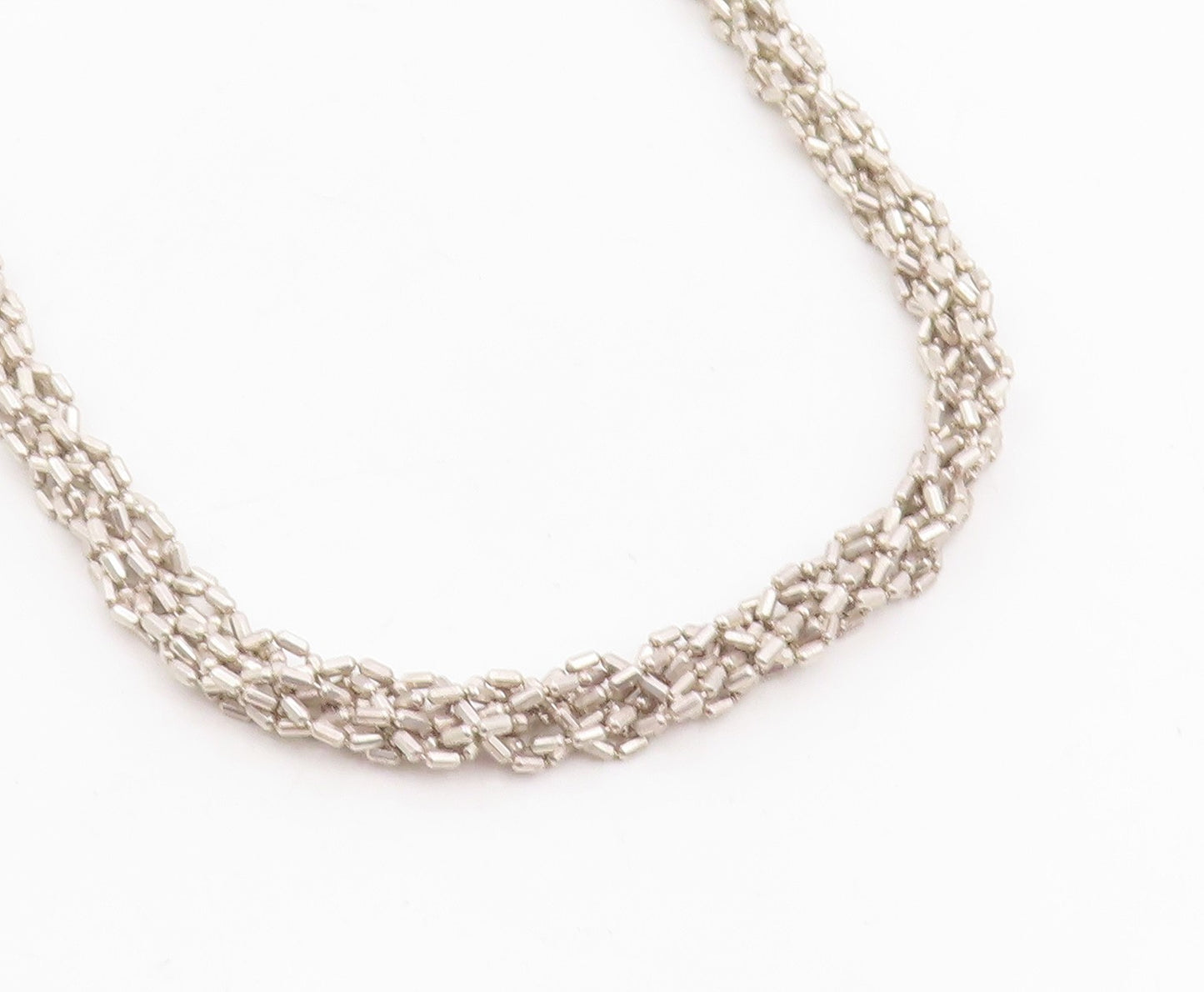 925 Sterling Silver Vintage Necklace Classic Multi Strand Woven Chain  NE4777