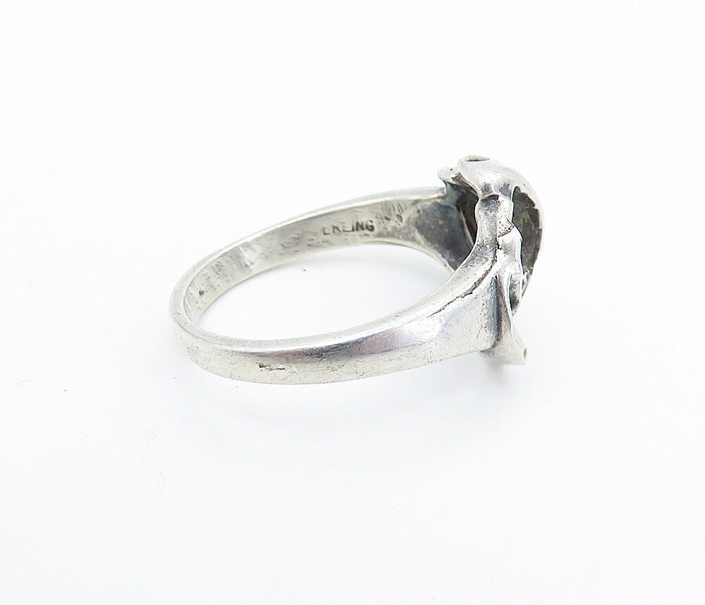 925 Sterling Silver  Vintage Diamond Cut Detail Swirl Band Ring Sz 5.5  RG6463