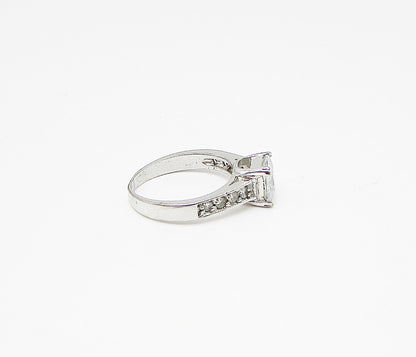 925 Sterling Silver  White Cubic Zirconia Engagement Ring Sz 7.5  RG2960