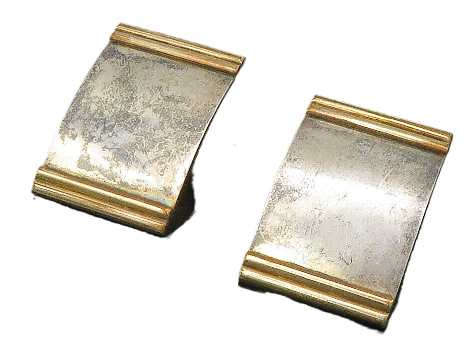 925 Sterling Silver & 14K GOLD  Vintage Two Tone Square Drop Earrings  EG6591