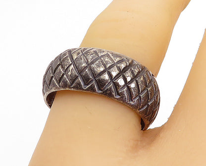 MEXICO 925 Silver  Vintage Dark Tone Cross Etched Band Ring Sz 9.5  RG5297
