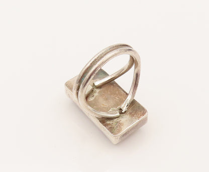 925 Silver  Vintage Rectangular Rhodonite Split Shank Ring Sz 8.75  RG26391