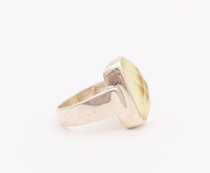 925 Sterling Silver Vintage Ring WHITNEY KELLY Rectangle Glass Sz 10.5  RG27959