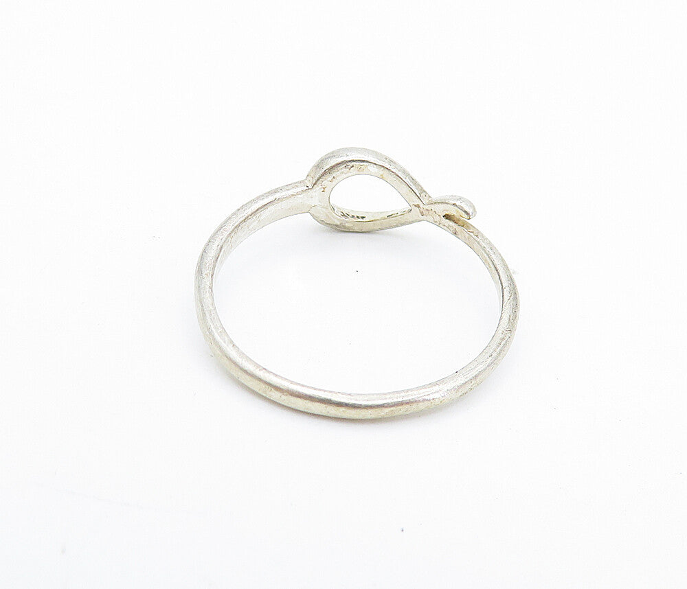 925 Sterling Silver  Vintage Shiny Loop Swirl Design Band Ring Sz 9  RG7459