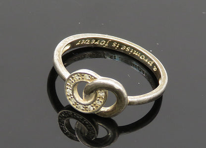 925 Sterling Silver  Vintage Topaz Etched Quote Promise Ring Sz 9  RG20265