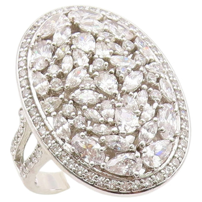 925 Sterling Silver Vintage Ring Multi Shape CZ Gala Cluster  Sz 7.5  RG36630