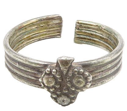 925 Sterling Silver  Vintage Dark Tone Floral Ribbed Band Ring Sz 6  RG16582