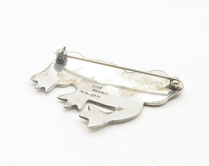 MEXICO 925 Sterling Silver  Vintage Black Onyx Spotted Toad Brooch Pin  BP4434