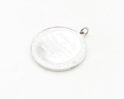 925 Sterling Silver  Vintage Shiny Mother's Day 1974 Medallion Pendant PT13741