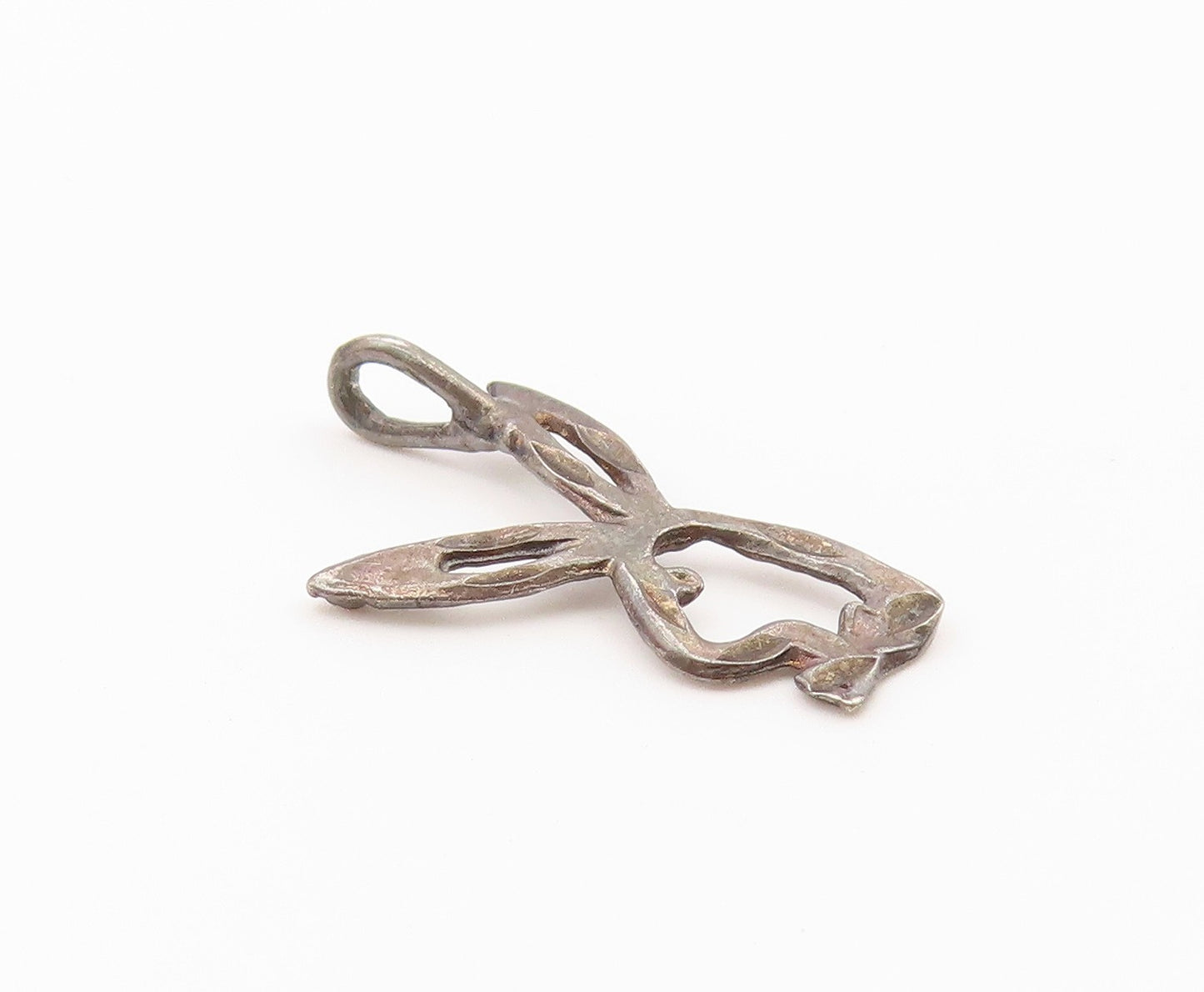 925 Sterling Silver  Vintage Petite Dark Tone Bunny Outline Pendant  PT12716
