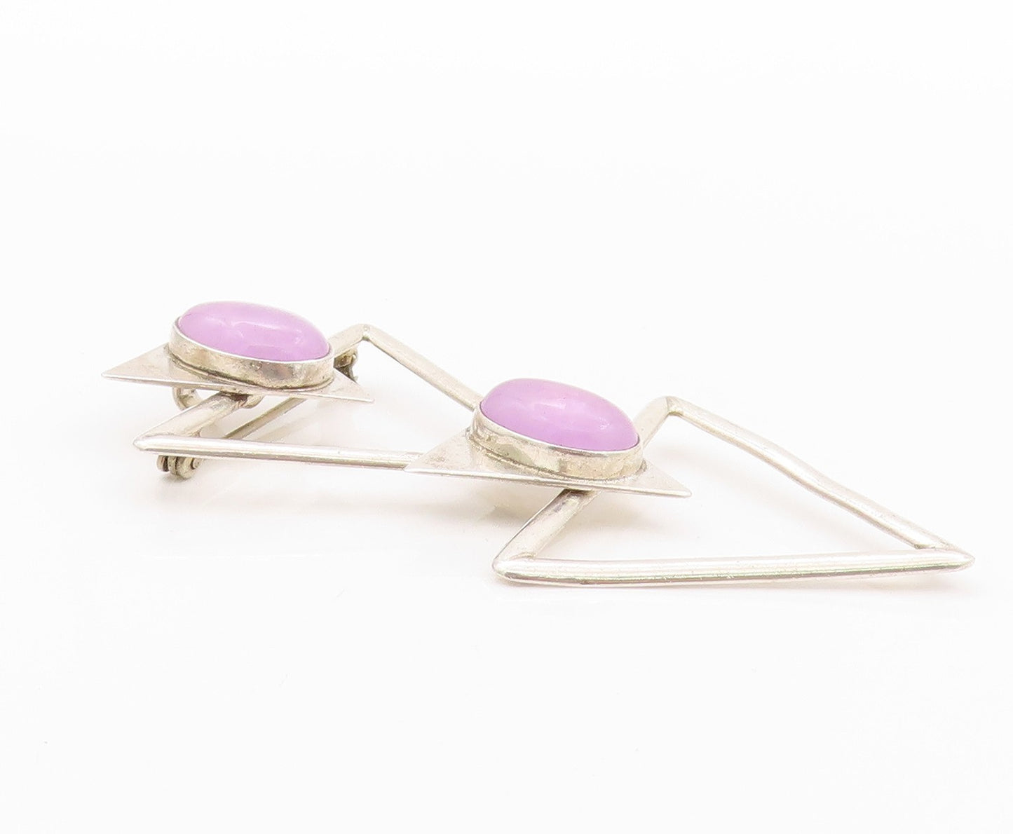 925 Sterling Silver Vintage Brooch Modernist Oval Gemstone Arrows Cutout BP11577