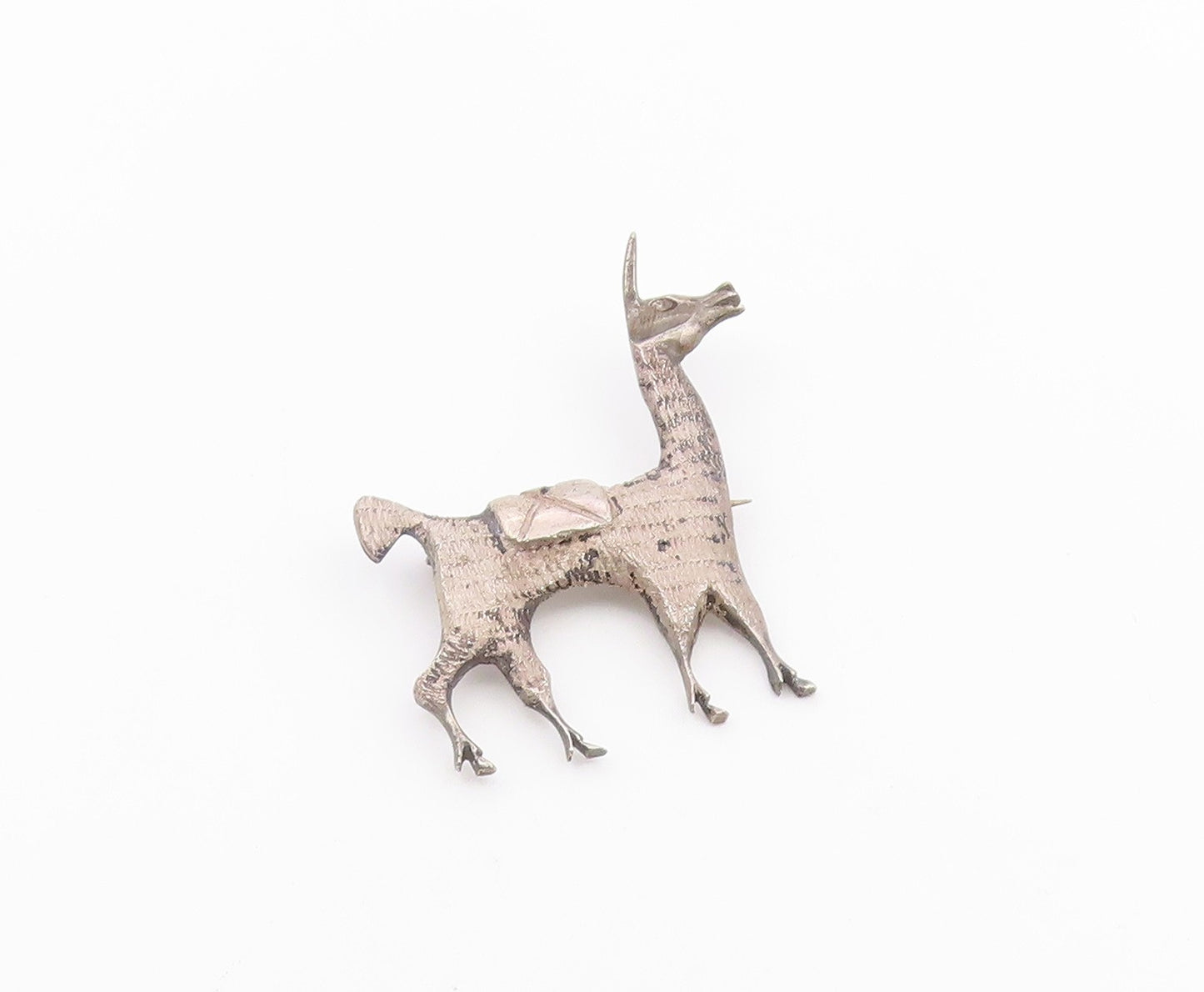 925 Sterling Silver  Vintage Antique Dark Tone Alpaca Motif Brooch Pin  BP3128