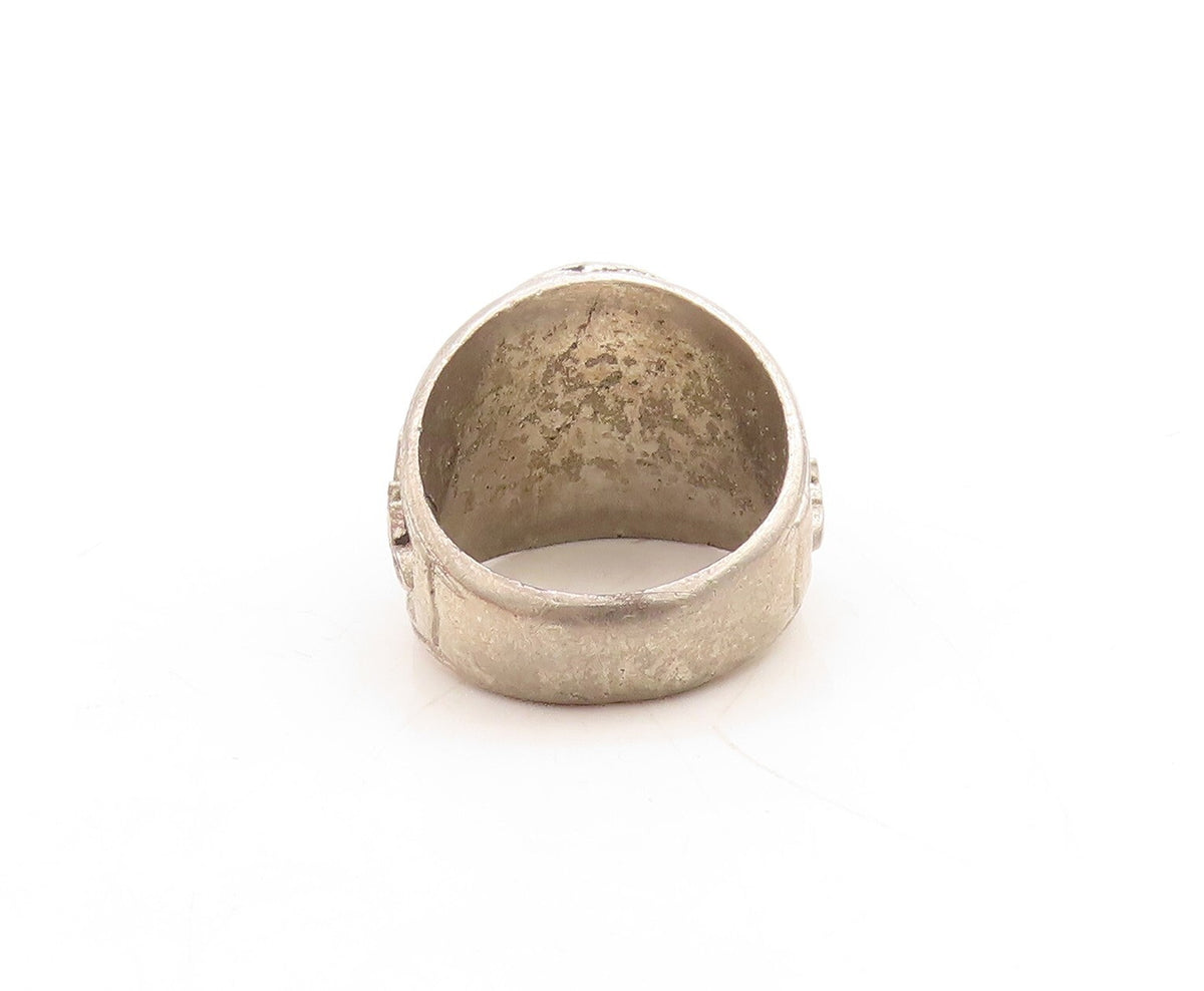 925 Sterling Silver Vintage Ring Dark Tone Allah Etched In Urdu  Sz 7.5  RG31549