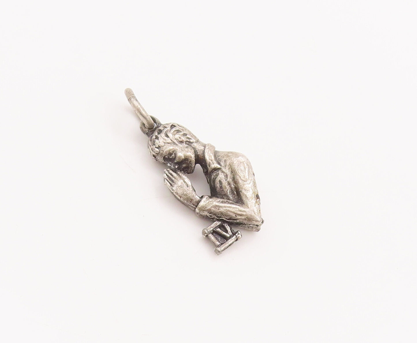 925 Sterling Silver Vintage Pendant Solid 3D Carved Roman Praying Man  PT22665