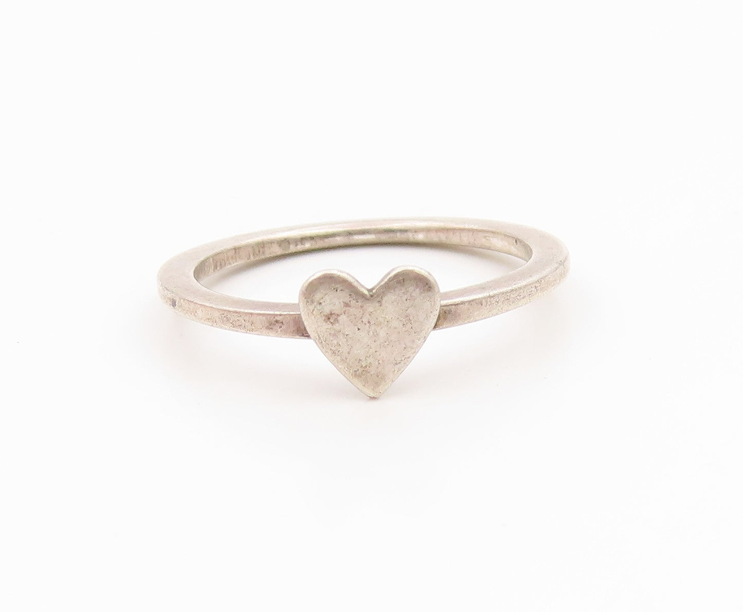 925 Sterling Silver Vintage Ring Minimalist Cute Love Heart Band  Sz 7  RG36091