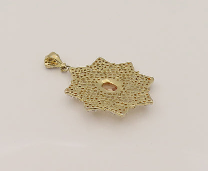 925 Silver  Vintage Two Tone Sparkly Topaz Openwork Star Pendant  PT21958