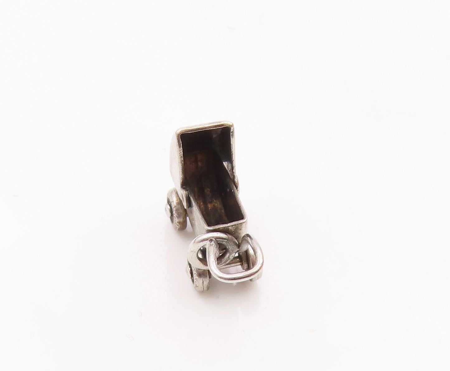 925 Sterling Silver  Vintage Baby Buggy Stroller Charm Pendant  PT21407