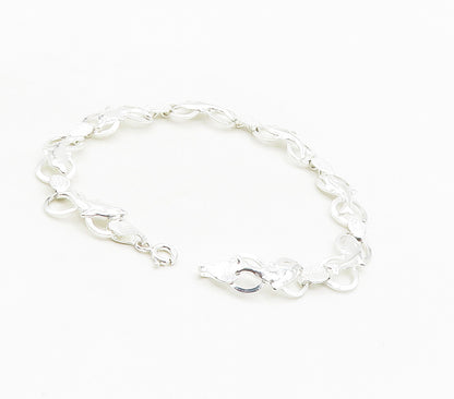 925 Sterling Silver  Shiny Leaping Dolphin Animal Motif Chain Bracelet  BT6184