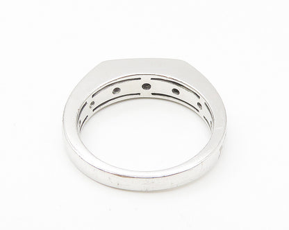 925 Sterling Silver  Sparkling Petite Topaz Square Band Ring Sz 10  RG10828
