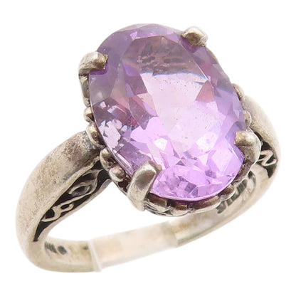 925 Sterling Silver Vintage Ring KABANA Amethyst Statement Band  Sz 7  RG36353