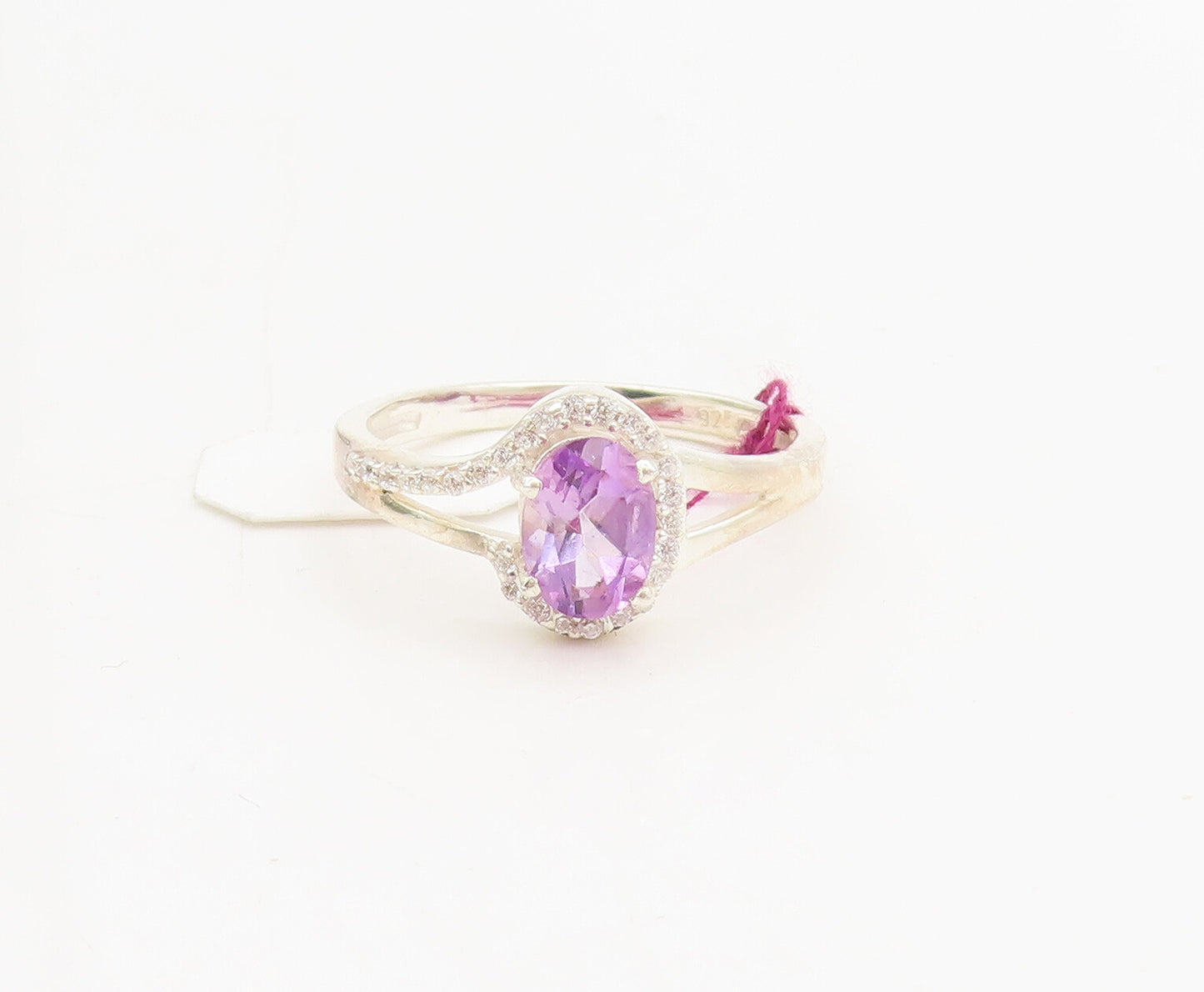 925 Sterling Silver  Vintage Minimalist 2 Tone Topaz Cutout Ring Sz 8 RG27020