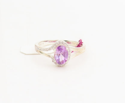 925 Sterling Silver  Vintage Minimalist 2 Tone Topaz Cutout Ring Sz 8 RG27020