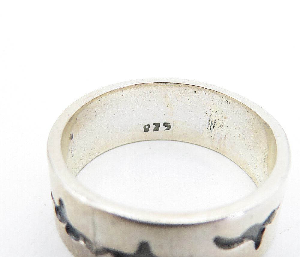 925 Sterling Silver  Vintage Shiny Oxidized Flying Bird Band Ring Sz 7  RG3964