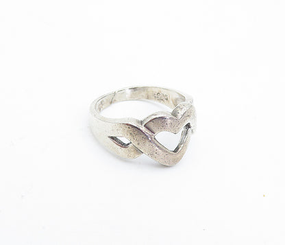 925 Sterling Silver  Vintage Open Infinity Love Heart Band Ring Sz 5.5  RG3821