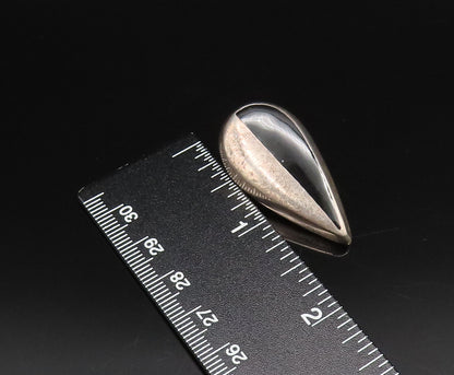 MEXICO 925 Silver  Vintage Half Enamel Pear Shaped Clip Back Earrings  EG12200