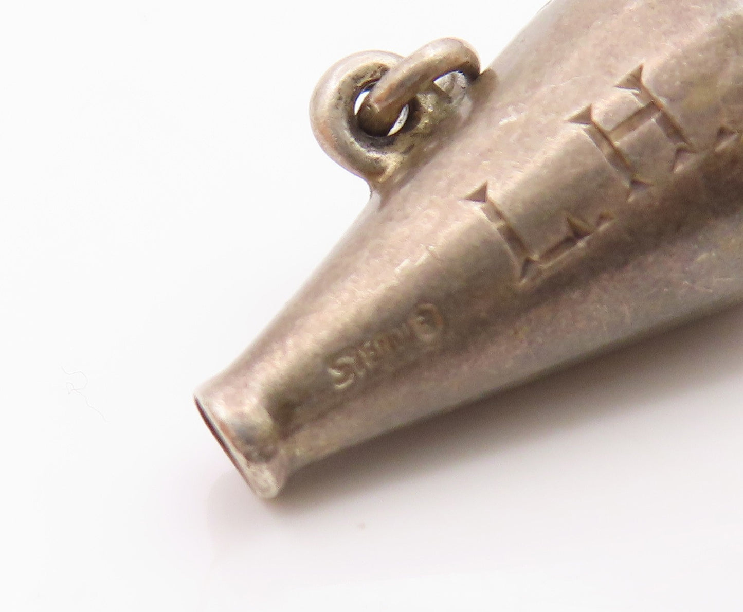925 Sterling Silver  Vintage Petite Cheer Megaphone A Initial Pendant  PT18458