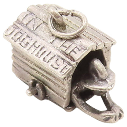 925 Sterling Silver Vintage Pendant Man In The Doghouse Charm MOVES  PT26573