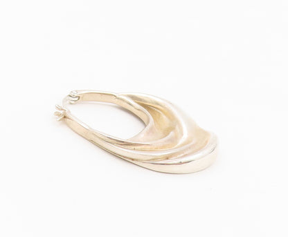 925 Sterling Silver Vintage Earrings SILPADA Bold Ribbed Crescent Hoops  EG14478