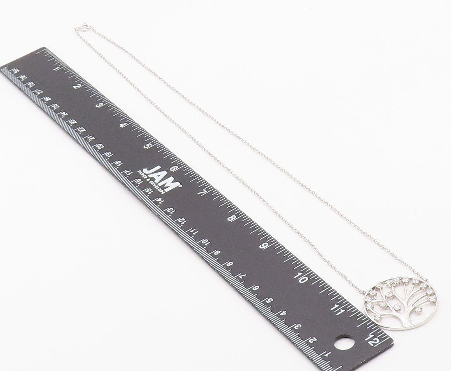 925 Sterling Silver  Vintage Cubic Zirconia Tree Of Life Chain Necklace NE3420