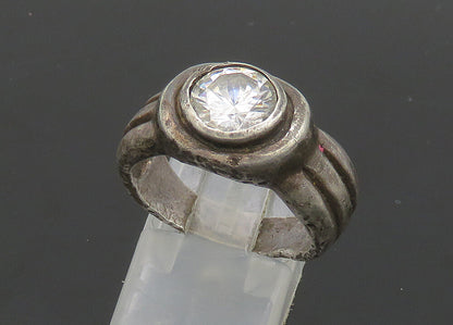 925 Sterling Silver  Vintage Cubic Zirconia Rustic Band Ring Sz 7  RG20789