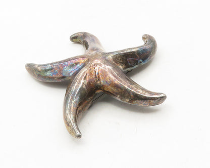 925 Sterling Silver  Vintage Oxidized Hollow Star Fish Brooch Pin  BP3690