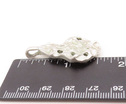925 Sterling Silver Vintage Pendant Designer Brutalist Carved  PT23629