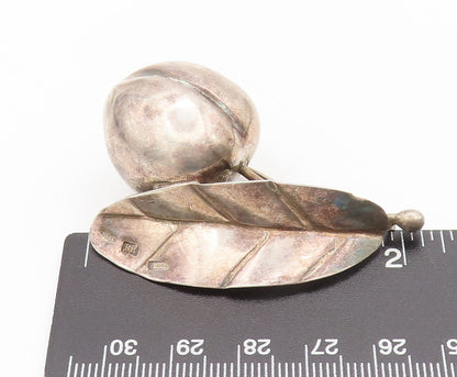 BR ENGLAND 925 Sterling Silver  Vintage Solid Cherry Leaf Brooch Pin  BP10392